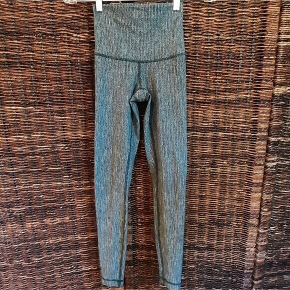 Lululemon Wunder Under Leggings Women's 2 Green Yoga Pants Coco Pique Fuel Gym - Picture 1 of 9